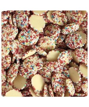 Snowies White Chocolate - 1KG Pouch - White Chocolate Drops With A Crunchy Colourful Candy Topping - Traditional - Old Fashiopned Sweets - Pick and Mix