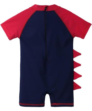 HUAANIUE Baby Boys Swimsuit with Zip Rash Guard & UPF 50+ Sun Protection, Red Dinosaur Design | 6-12 Months - Buy Online on SooperMarket.com