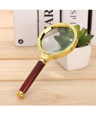 70mm 10X Handheld Magnifying Glass Shatterproof Reading Magnifier Real Glass Magnifying Lens with Imitation Mahogany Handle for Science Reading Book Inspection - Buy Online on SooperMarket.com
