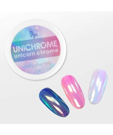 Daily Charme Aurora Unichrome Unicorn Nail Chrome Powder (Aurora) 1g Mermaid Aurora Nail Powder Mermaid Pigment Pearlescent Nail Art Decoration Home DIY/Nail Salon Manicure
