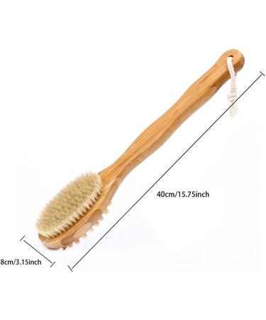 MCUILEE Wooden Bath Brush | Long Handle Body Massager Shower Brush with Bristles for Exfoliating & Back Scrubbing - International Shipping Available - Buy Online on SooperMarket.com