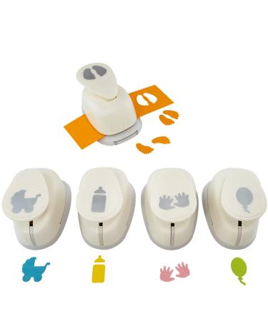 MCE-Commerce A689935 Motif Stand Set Shower newborn baby party 5 motifs 2.54cm feet bottle stroller hands balloon plastic white set baby