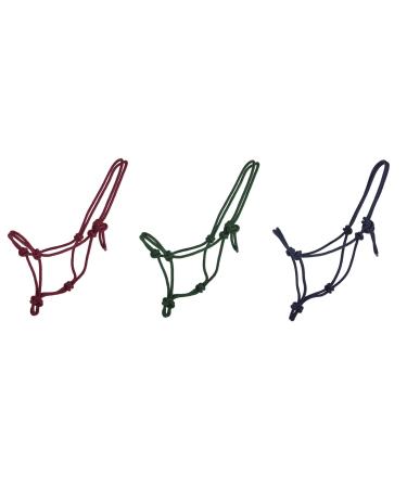 netproshop knotted halter horse halter Bordeaux blue green size Mini Shetty to XL Full size: Cob color: Bordeaux Cob Bordeaux