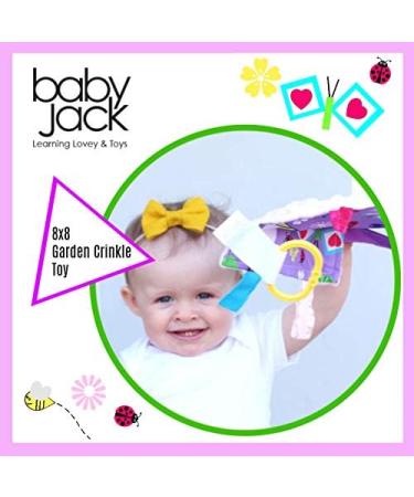 Baby Jack & Co 8x8 Garden Lovey Tag Toys for Babies | Crinkle Toys for Baby - Soft, Safe & BPA Free | Learn Shapes & Colors with Stroller Clip - Buy Online on SooperMarket.com