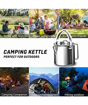 1.2L Outdoor Steel Kettle - Portable Coffee Pot Teapot for Camping Trips - Buy Online on SooperMarket.com