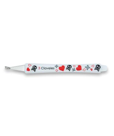 3 Claveles - Skull Lover Collection Stainless Steel Cuticle Pusher with Decorated Leather Pusher 11cm