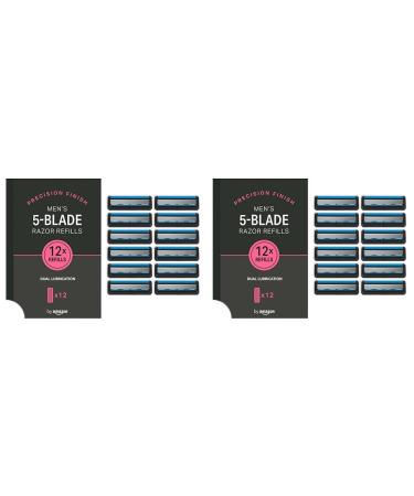 by Amazon Men's 5-blade Replacement Blades (12 Pack) (Formerly Solimo Brand) (Pack of 2) 12 Pieces (2 Pack) 12 Refills