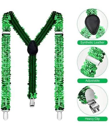 YUANZ Sequin Bow Tie & Suspenders Set - Y-Back Adjustable Unisex - Perfect for Cosplay & Parties (Blue) - Buy Online on SooperMarket.com