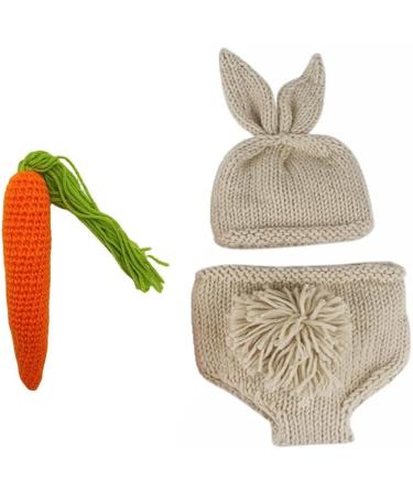 Newborn Baby Bunny Hat and Radish Photo Props Set - Easter Costume for Boy and Girl Photography Shoots - Buy Online on SooperMarket.com