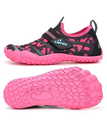 UBFEN Water Shoes for Kids Boys Girls Aqua Socks Barefoot Beach Sports Swim Pool Quick Dry Lightweight Toddler Little Big Kid 10 Toddler A Pink