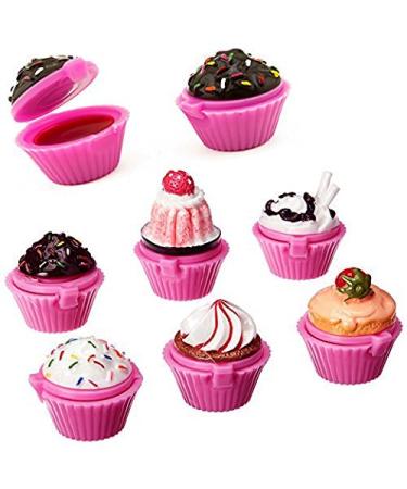 Adorox 12pc Scented Novelty Cupcake Lip Gloss Lip Balm Makeup Girls Birthday Party Favors