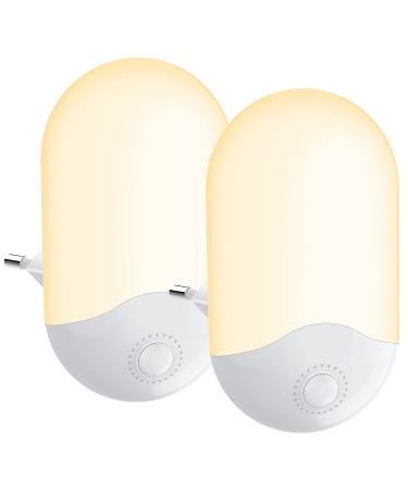 Night light socket 2 pieces Baby wall lamp with twilight sensor automatically on/off power -saving children night light for children's room living room garage bathroom warm white couple
