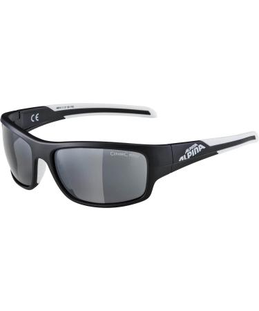 ALPINA TESTIDO - Mirrored and shatterproof sports and cycling glasses with 100% UV protection for adults black-white matt