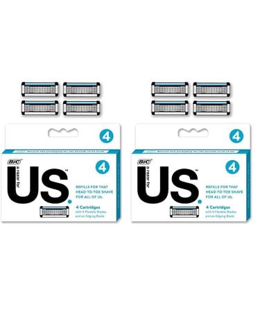 BIC Us 5 Flexible Blade Unisex Razor Refills for Men and Women 4-Count Pack of Razor Replacement Cartridges (Pack of 2) 1 Count (Pack of 8)