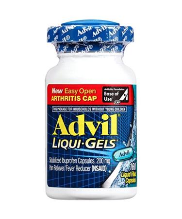 Advil Liqui-Gels Pain Reliever and Fever Reducer, Solubilized Ibuprofen 200mg, 160 Count, Easy Open Arthritis Cap