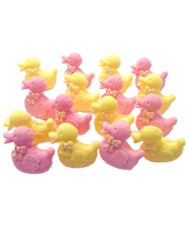 16 Edible Baby Ducks Cupcake Toppers ( 8 Pink 8 Yellow)