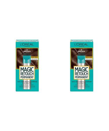 L'Oreal Paris Magic Retouch Permanent Root Concealer Touching Up Grey Hair Dye 5 Brown 1 Count (Pack of 2) MAGIC RETOUCH PERMANENT 5 BROWN 1 Count (Pack of 2)