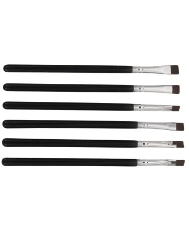 CANIGHT 6pcs Flat Eyebrow Brush Eyeliner Tool Eyeshadow Brush Eye Lash Brush Eye Brush Black Wooden Handle