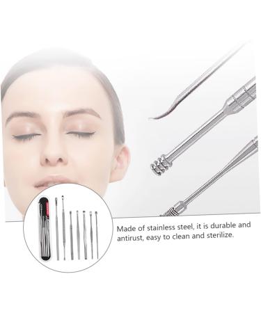 KALLORY 2 Sets 7pcs Stainless Steel Ear Cleaning Tool Set - Ear Care Nursing Spring Tool for Gentle Ear Cleaning - Cosmetic Silver - Pack of 2 - Buy Online on SooperMarket.com