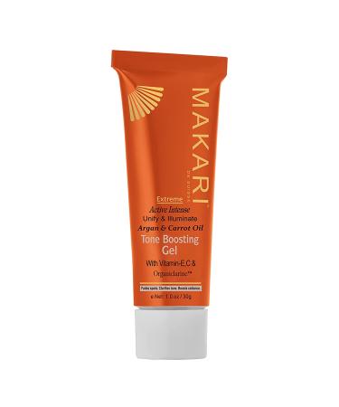 Makari Extreme Argan & Carrot Oil Tone Boosting Face Gel (1 oz) | Even Toning & Anti-Aging Treatment for Acne Sun Spots Freckles and Wrinkles | Tightening Gel with Organiclarine