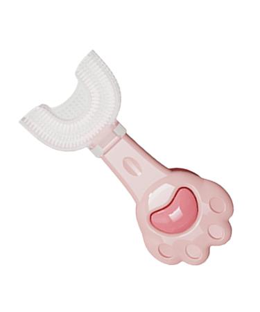 Kids U Shaped Toothbrush Soft Manual Training Toothbrush - Food Grade Silicone Kids Toothbrushes 360 Degree U Shape Toothbrush for Kids Baby Toddler M/l Pink 1 count (Pack of 1)
