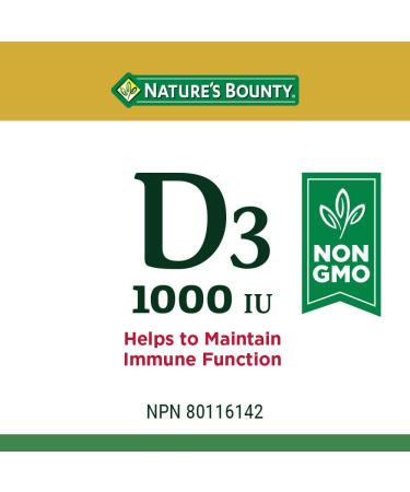 Nature's Bounty Vegetarian Non-GMO Vitamin D3 Vitamin D 1000 IU Supplement Helps to Maintain Immune Function 400 Tablets - Buy Online on SooperMarket.com