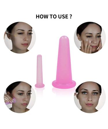 KRISMYA 4 Pcs Facial Cupping Set - Silicone Massage Cups for Face, Neck, Back & Eyes | Anti-aging Beauty Tool for Body Facial Care - Pink - Buy Online on SooperMarket.com