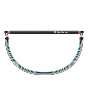 Ultimate Full Body Workout Pilates Bar with Resistance Bands- Home Gym Strength Training Gear Equipment - Toning Yoga Pilates Trainer for Butt Legs and Arms - Steel Pipe with
