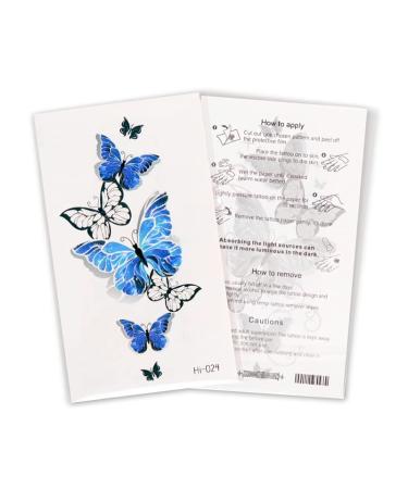 Glow in Dark Temporary Tattoo Stickers - Snake Panda Jellyfish Border Collie Dog Whale Goldfish Shark Feather Cat Deer (Pack of 15 Sheets) - Buy Online on SooperMarket.com