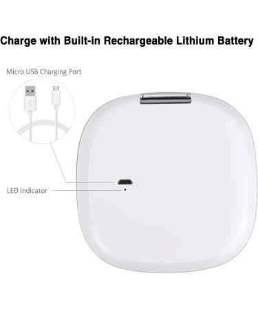 Magnifying Mirror with Light  Funtopia 1X/10X Magnification Compact Mirror  Dimmable Double Sided LED Lighted Travel Makeup Mirror  Portable for Handbag and Pocket  3.9 inch  USB Charging (White 1.white - Buy Online on SooperMarket.com