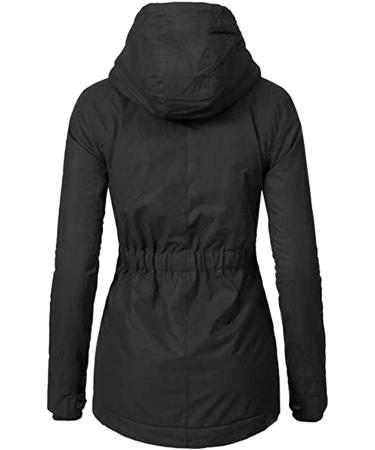 Ronony Women's Winter Jacket - Warm Windproof Fleece-Lined Parka & Trench Coat - Functional XL Black Outdoor Jacket - Buy Online on SooperMarket.com