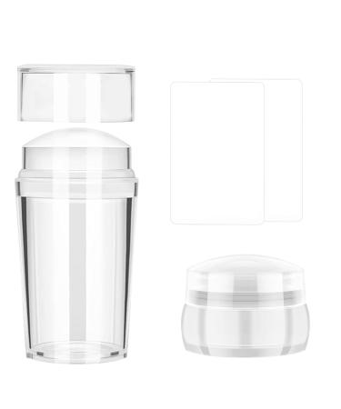 Angnya 2 pieces nail art Stamper Schaber Set Nagel Stamp Transparent Clear French Nail Art Stamper with 2 scraper nail art stamping stamping for DIY creative nail art tools accessories 01