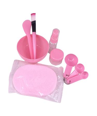 1 Set Facial Mask Mixing Bowl Set DIY Face Mask Mixing Tool Kit with Facial Mask Mixing Bowl Stick Spatula Measuring Spoon Brush Facial Sponge Spray Bottle Puff Soaking Bottle Pink