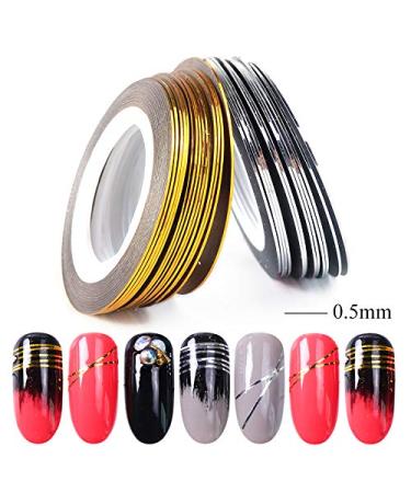 AnHua 2Pcs Gold & Silver Nail Striping Tape for Nail Art Decoration - Thin Line Sticker Rolls - Buy Online on SooperMarket.com
