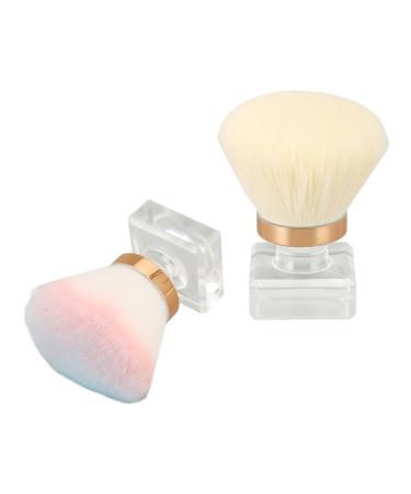 Portable Soft Bristles Nail Dust Brush Base Round Head Ergonomic Blush Brush for Makeup Nail Arts