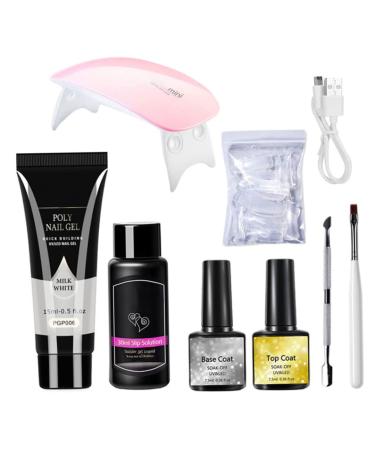 Liummrcy Polygel Nail Kit Poly Nail Gel Kit Starter Nail Extension Kit Manicure Beginner Set Nail Art Tools Set Gel Starter Kit 8pcs PGP006-All-in-One French Nail Kit Salon DIY at Home PGP006. Pgp006.