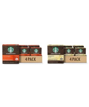 Starbucks By Nespresso Single Origin Columbia Coffee Pods 32 Count & Veranda Blend for Nespresso Vertuo Blonde Roast Coffee Pods 8 K-Cup Capsules Pack of 4
