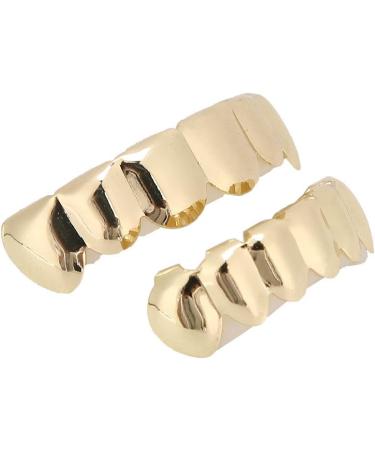 Herchr Funny Halloween Teeth - Shiny Brass Prosthesis for Parties | Unique Gold Decoration & Gift - Buy Online on SooperMarket.com