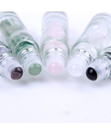 Constore Gemstone Roller Bottles - 5 PCS 10ML Refillable Roll On Bottles with Healing Crystal Chips - Ideal for Perfumes and Aromatherapy Oils - Buy Online on SooperMarket.com