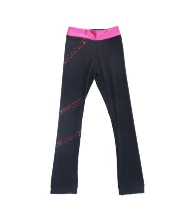 Ice Figure Skating Pants Girls Practice Over Boots Pants Thin Fleece Tights Trousers Rhinestones Child Skate Leggings Pink 8-10 Years