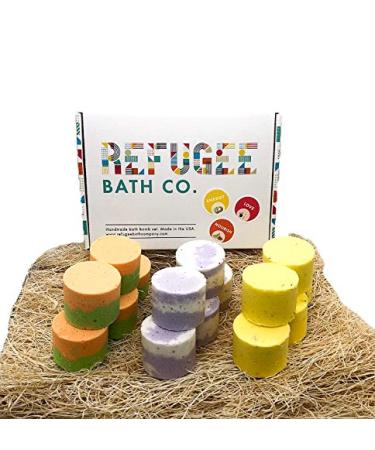 Refugee Bath Co. Variety Pack Bath Bombs 3.0 Ounces Each Organic Cocoa Butter Natural Plant-Based Ingredients (Variety 15 Pack: Rejuvenate)