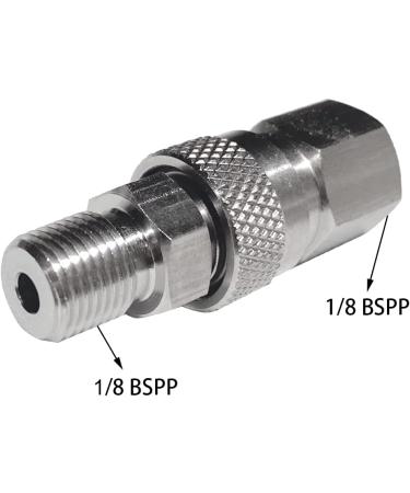 Stainless Steel 1/8 BSPP Female Connector & 8mm Male Plug Fill Nipple Quick-Disconnect Set for Paintball HPA CO2 Convertor - Universal Air Tool Fittings - Buy Online on SooperMarket.com