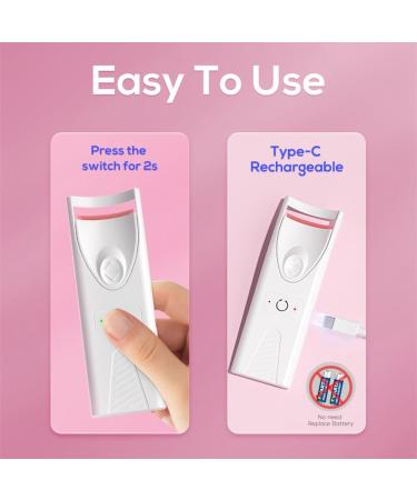 MRNHA White YJ02 Eyelashes Curls Portable Small Electric Heated Eyelash Curler Long Lasting Electric Heated Comb Makeup Tool - Buy Online on SooperMarket.com