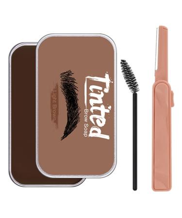 Eyebrow Soap Kit Long Lasting Eyebrow Styling Shaping Wax with Brow Trimmer Brush Brown eyebrow soap kit