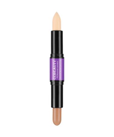 CCbeauty Cream Highlight and Contour Stick Dual-Ended Contouring Highlighter Stick Makeup Face Shaping Makeup Foundation Lightweight Blend Smooth Colour Corrector Concealer Stick Light/Medium CC01(LIGHT / MEDIUM) 1 count (Pack of 1)