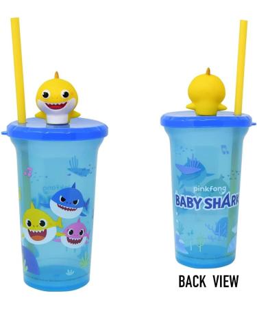 Baby Shark 15oz Cup Set for Boys | Refillable with Straw and Stickers | School Supplies & Sports - Buy Online on SooperMarket.com