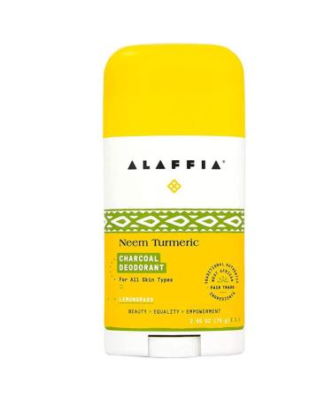Alaffia Neem Turmeric Lemongrass & Activated Charcoal, Odor Protection and Soothing Support from Shea Butter and Aloe Vera, Without Aluminum, Sulfates, or Parabens, Charcoal Deodorant 2.65 Oz Fresh 2.65 Ounce (Pack of 1)