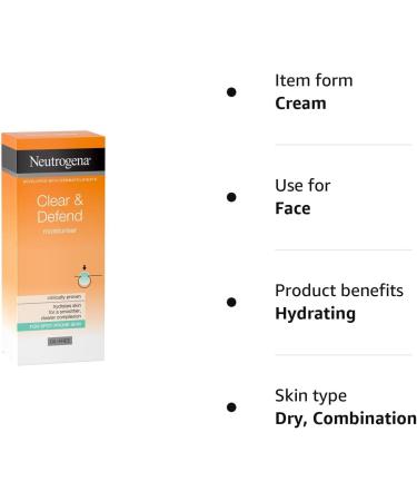 Neutrogena Clear and Defend Moisturiser 50ml - Skin Clearing Daily Moisturizer - Buy Online on SooperMarket.com