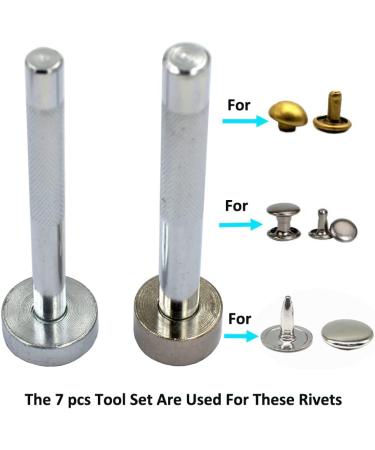 Durable 7 pcs Metal Domed Rivet Fixing Setting Tool for Spike Rivets - Rivet Setter Kit - Buy Online on SooperMarket.com