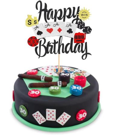 Arthsdite 1Pc Casino Cake Topper Poker Game Chips Player Happy Birthday Cake Pick Decorations for Las Vegas Casino Night Theme Birthday Party Supplies - Buy Online on SooperMarket.com